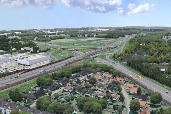 Entwurf des Autobahnkreuzes nach Umbau der B 224 zur A 52.